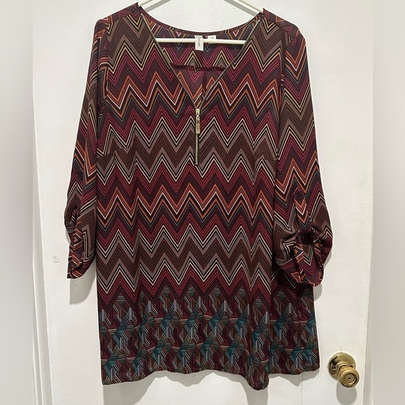 Tacera‎ Womens Multicolor Geometric Blouse - Picture 1 of 4
